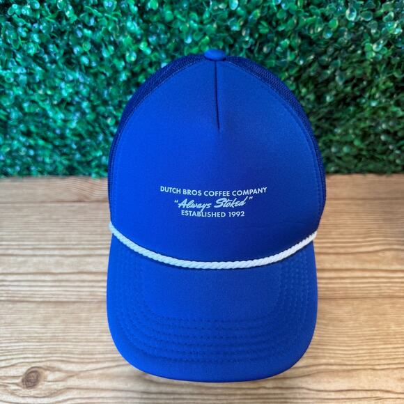 Dutch Bros Coffee Company "Always Stoked" Blue Snapback Rope Brim Trucker Hat - Picture 7 of 8